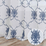 Embroidered Elegant Scroll Sheer Grommet Curtain Panel Set