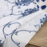 Embroidered Elegant Scroll Sheer Grommet Curtain Panel Set