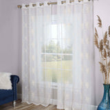 Embroidered Elegant Scroll Sheer Grommet Curtain Panel Set