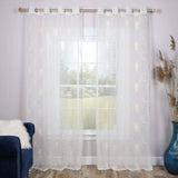 Embroidered Elegant Scroll Sheer Grommet Curtain Panel Set
