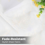 Embroidered Elegant Scroll Sheer Grommet Curtain Panel Set