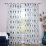 Embroidered Elegant Scroll Sheer Grommet Curtain Panel Set