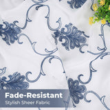 Embroidered Elegant Scroll Sheer Grommet Curtain Panel Set