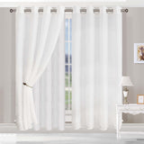 Embroidered Foliage Grommet Sheer Curtain Panel Set
