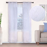 Embroidered Foliage Grommet Sheer Curtain Panel Set