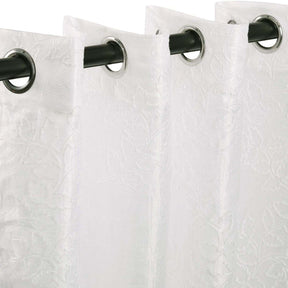 Embroidered Foliage Grommet Sheer Curtain Panel Set