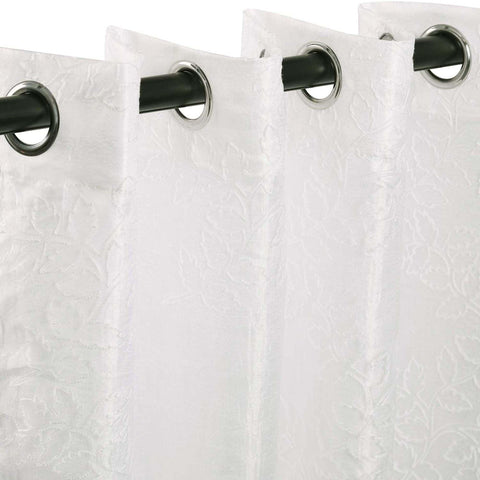 Embroidered Foliage Grommet Sheer Curtain Panel Set
