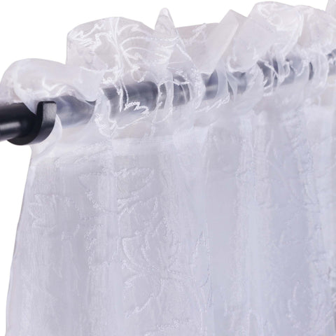 Embroidered Foliage Grommet Sheer Curtain Panel Set