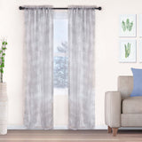 Embroidered Foliage Grommet Sheer Curtain Panel Set