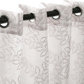 Embroidered Foliage Grommet Sheer Curtain Panel Set