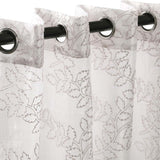Embroidered Foliage Grommet Sheer Curtain Panel Set