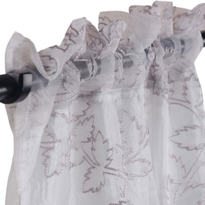 Embroidered Foliage Grommet Sheer Curtain Panel Set