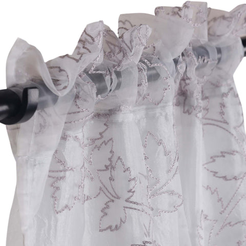 Embroidered Foliage Grommet Sheer Curtain Panel Set