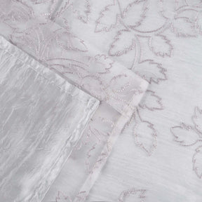 Embroidered Foliage Grommet Sheer Curtain Panel Set