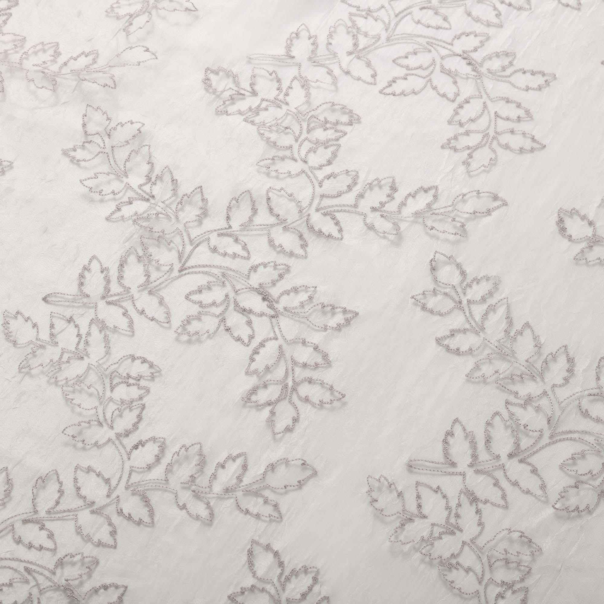 Embroidered Foliage Grommet Sheer Curtain Panel Set
