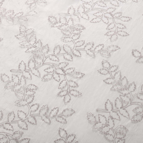Embroidered Foliage Grommet Sheer Curtain Panel Set