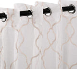 Embroidered Lattice Grommet Sheer Curtain Panel Set