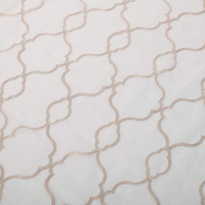 Embroidered Lattice Grommet Sheer Curtain Panel Set