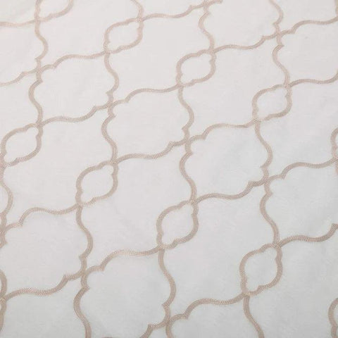 Embroidered Lattice Grommet Sheer Curtain Panel Set