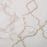 Embroidered Lattice Grommet Sheer Curtain Panel Set