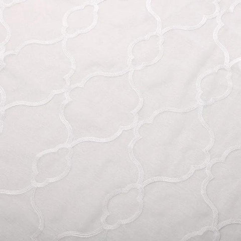 Embroidered Lattice Grommet Sheer Curtain Panel Set