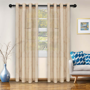 Embroidered Moroccan Trellis Sheer Grommet Curtain Panel Set