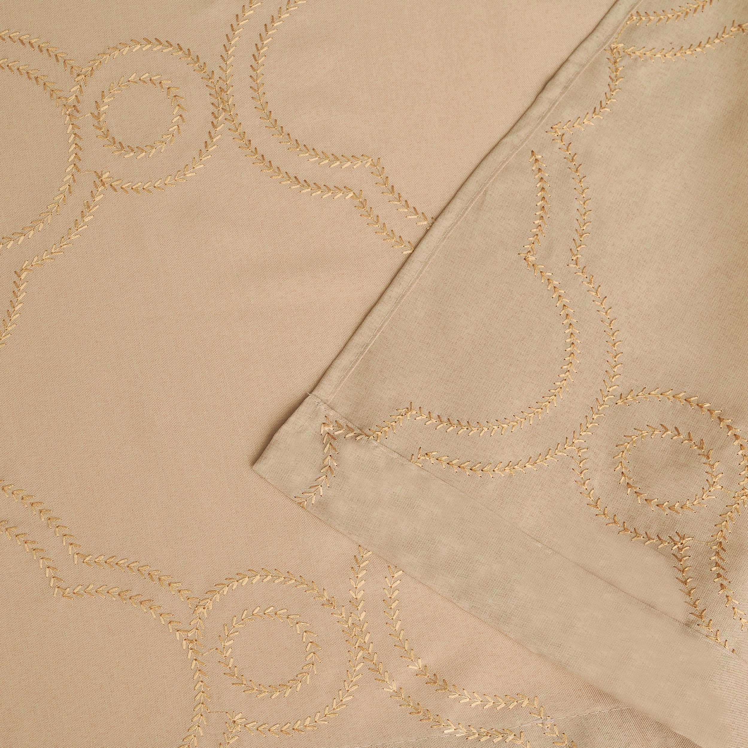 Embroidered Moroccan Trellis Sheer Grommet Curtain Panel Set