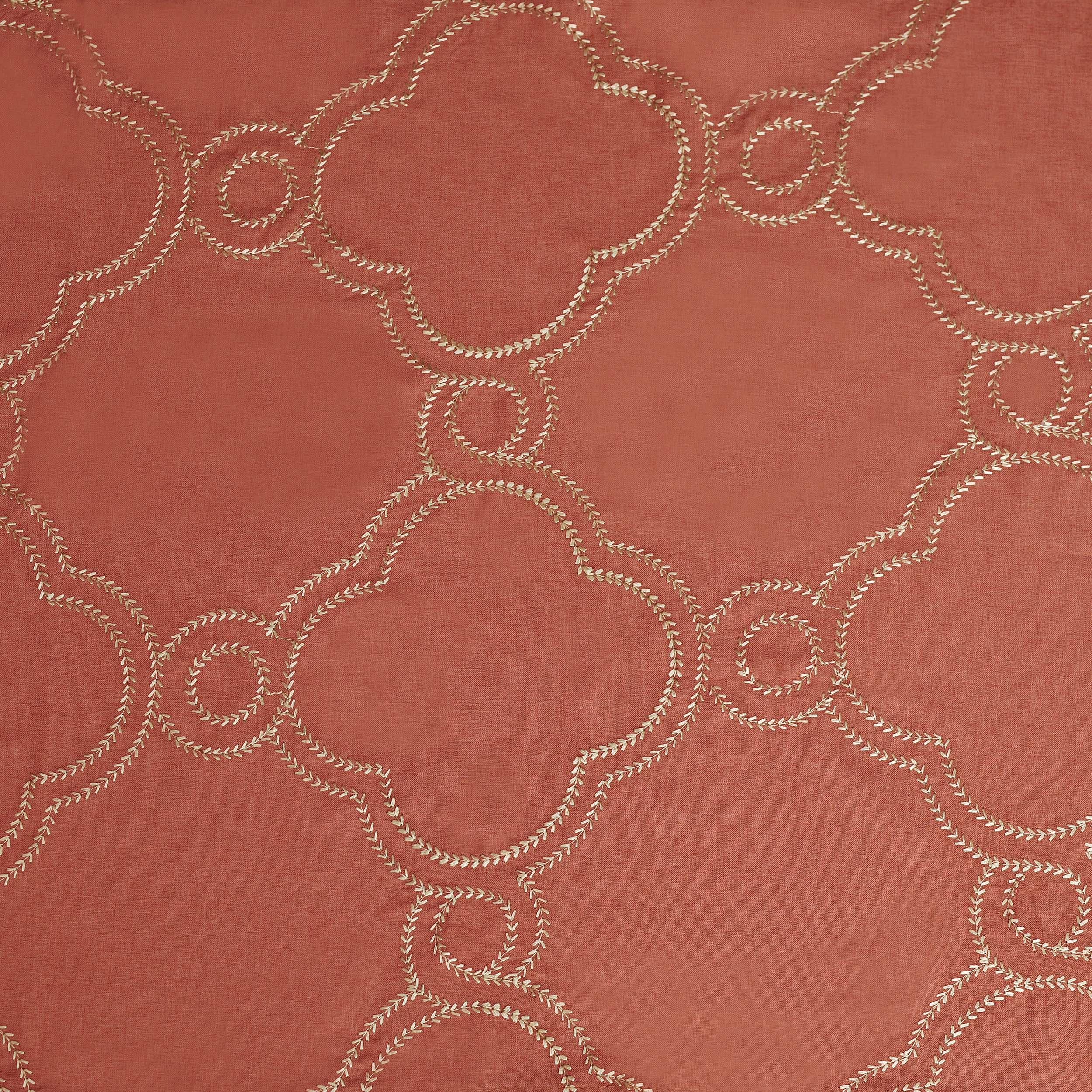 Embroidered Moroccan Trellis Sheer Grommet Curtain Panel Set
