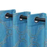 Embroidered Moroccan Trellis Sheer Grommet Curtain Panel Set