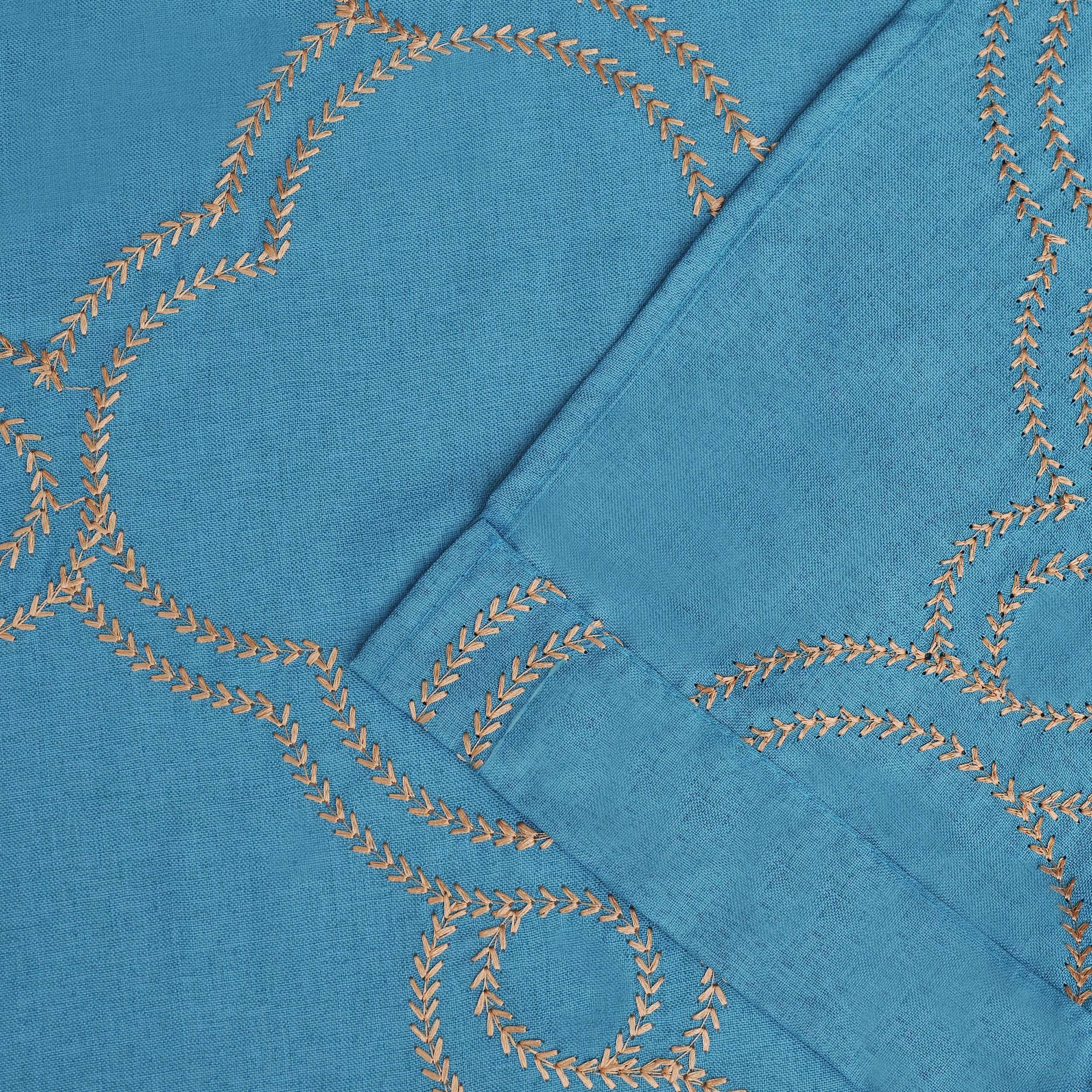 Embroidered Moroccan Trellis Sheer Grommet Curtain Panel Set