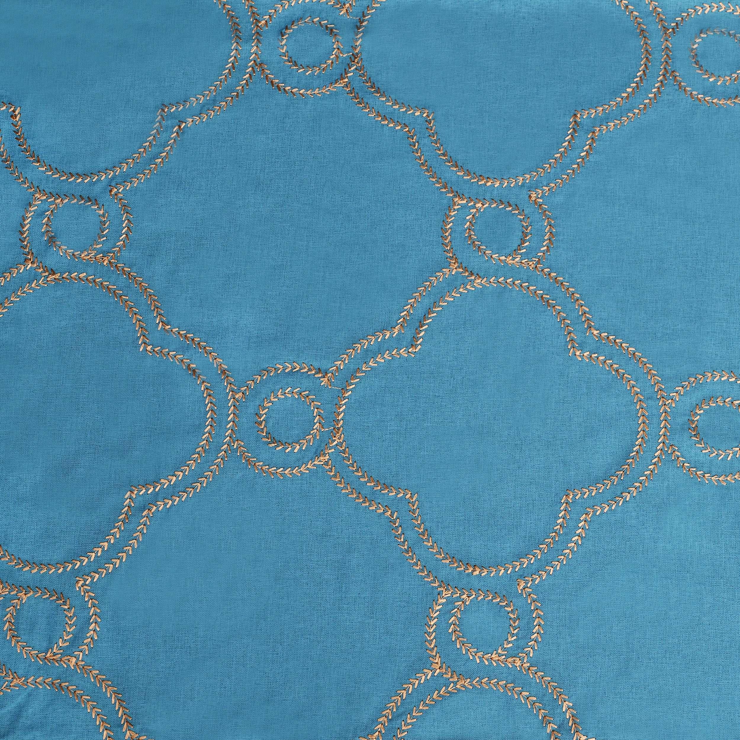 Embroidered Moroccan Trellis Sheer Grommet Curtain Panel Set