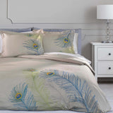 100% Cotton Peacock Embroidered Duvet Cover Set