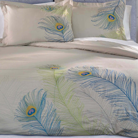 100% Cotton Peacock Embroidered Duvet Cover Set