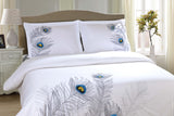 Embroidered Peacock Cotton Duvet Cover Set
