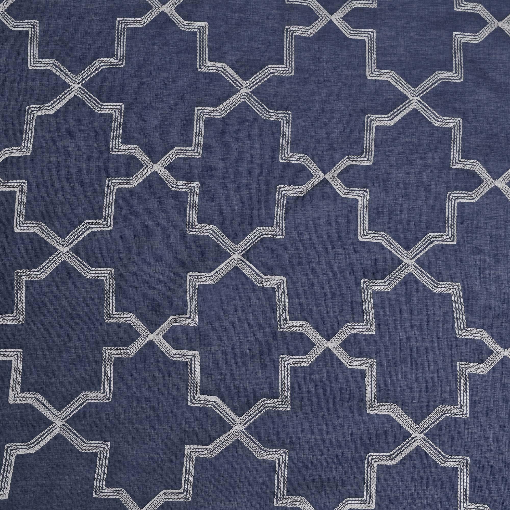 Embroidered Quatrefoil Semi Sheer 2 Piece Curtain Panel Set