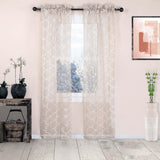 Embroidered Quatrefoil Semi Sheer 2 Piece Curtain Panel Set