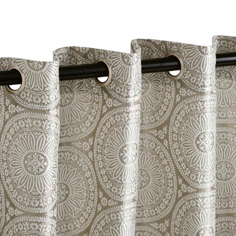 Eminence Jacquard Floral Mandala Semi-Sheer Curtain Panel Set