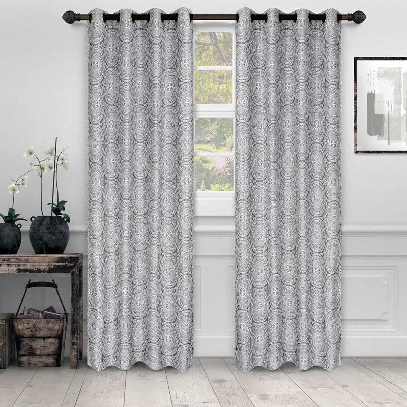 Eminence Jacquard Floral Mandala Semi-Sheer Curtain Panel Set