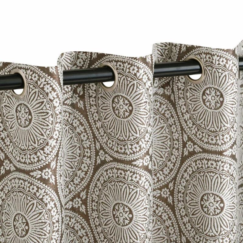 Eminence Jacquard Floral Mandala Semi-Sheer Curtain Panel Set