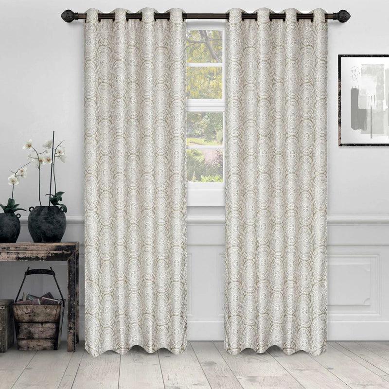 Eminence Jacquard Floral Mandala Semi-Sheer Curtain Panel Set