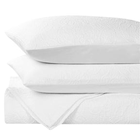 Enzy Medium Weight Floral Matelasse 3 Piece Bedspread Pillow Sham Set