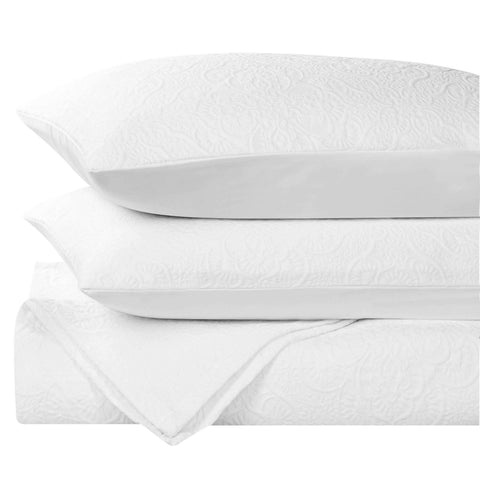 Enzy Medium Weight Floral Matelasse 3 Piece Bedspread Pillow Sham Set