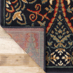 Fancy Geometric Medallion Floral Traditional Indoor Area Rug Midnight Blue