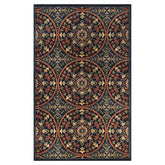 Fancy Geometric Medallion Floral Traditional Indoor Area Rug Midnight Blue