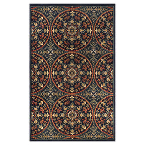 Fancy Geometric Medallion Floral Traditional Indoor Area Rug Midnight Blue