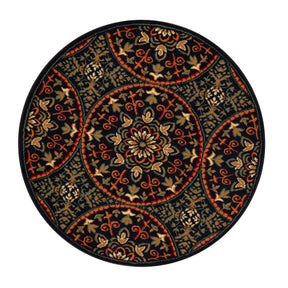 Fancy Geometric Medallion Floral Traditional Indoor Area Rug Midnight Blue