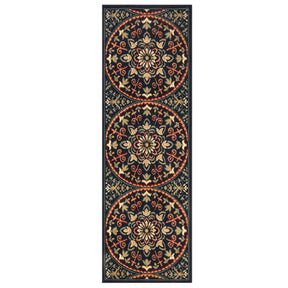Fancy Geometric Medallion Floral Traditional Indoor Area Rug Midnight Blue