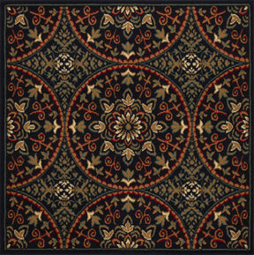 Fancy Geometric Medallion Floral Traditional Indoor Area Rug Midnight Blue
