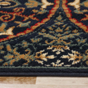 Fancy Geometric Medallion Floral Traditional Indoor Area Rug Midnight Blue