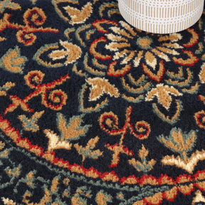 Fancy Geometric Medallion Floral Traditional Indoor Area Rug Midnight Blue